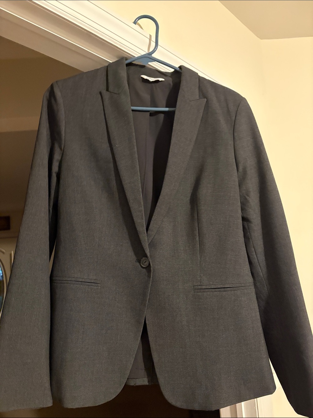 Calvin Klein Women’s Charcoal Gray Single-Button Blazer in Size 8